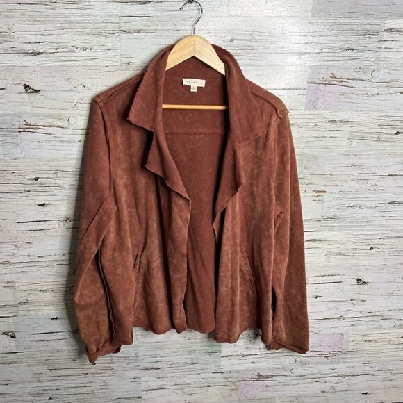 Promesa brown  distressed cardigan blazer sweater jacket size large - Picture 1 of 9